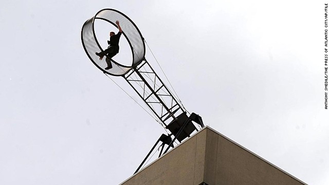 Wallenda performs a "Wheel of Death" stunt at the Tropicana Casino and Resort in Atlantic City in April 2011. 