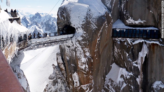 France's Aiguille du Midi Bridge is located 3,842 meters above sea level. To get to it, you're going to have to ride the world's highest vertical ascent cable car. 