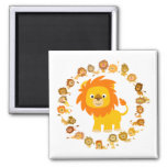 Cute Cartoon Lion Mandala Magnet