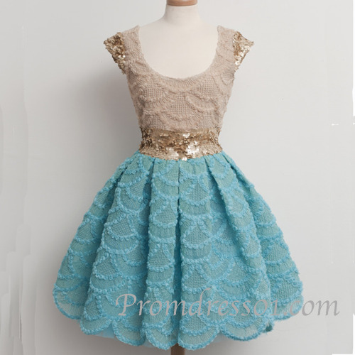 qwedding: Cute vintage lace satin short prom dress