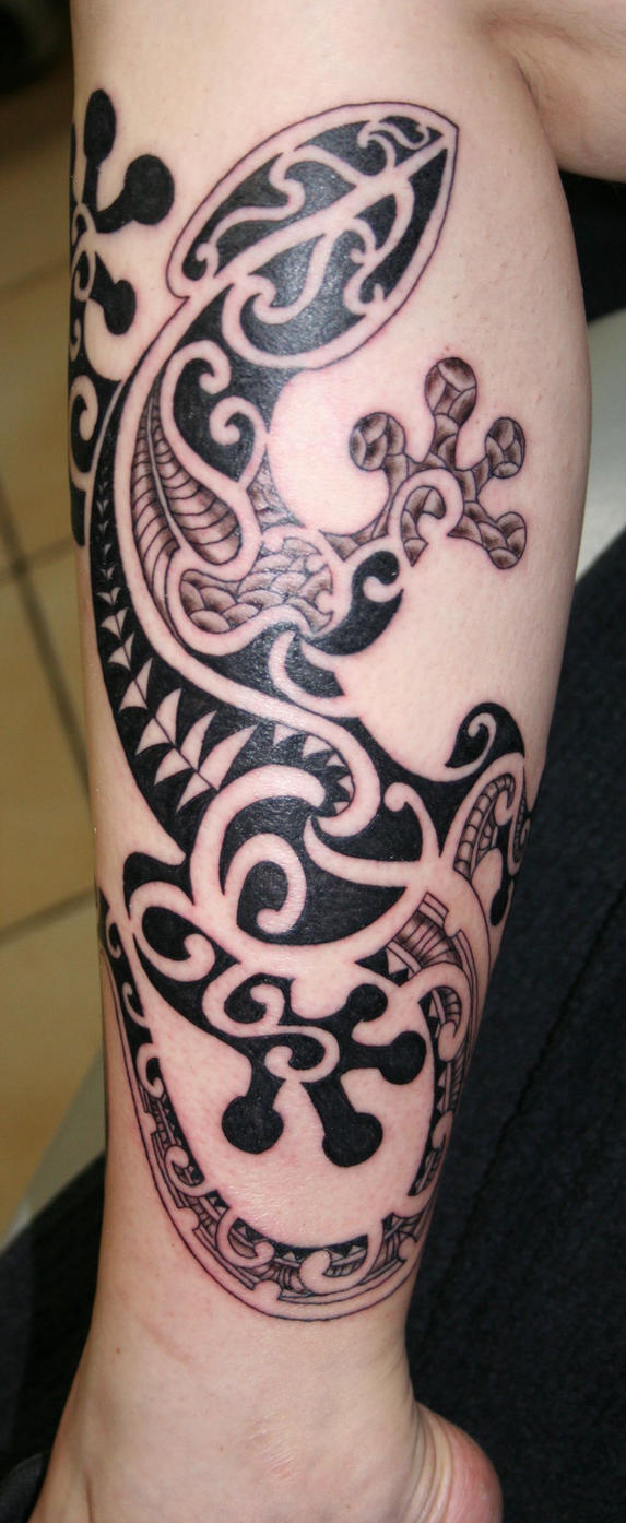 Traditional Tribal GeckoTattoo by 2Face-Tattoo