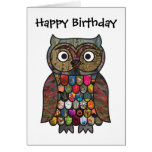 Patchwork Owl Birthday Card