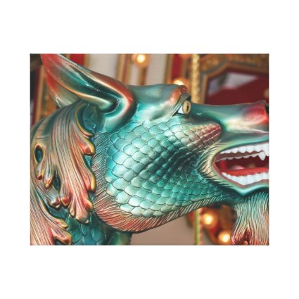 dragon head carousel ride fair image stretched canvas prints