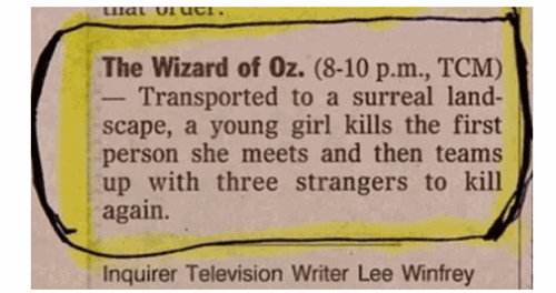 wizard of oz,clever,newspaper,g rated,win