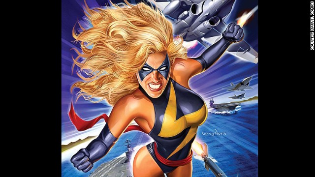 Carol Danvers, formerly Ms. Marvel, currently Captain Marvel. First appearance in 1967. Marvel Universe. 