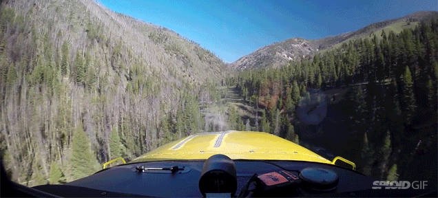 Pilot lands airplane in the middle of a forest way up in the mountains