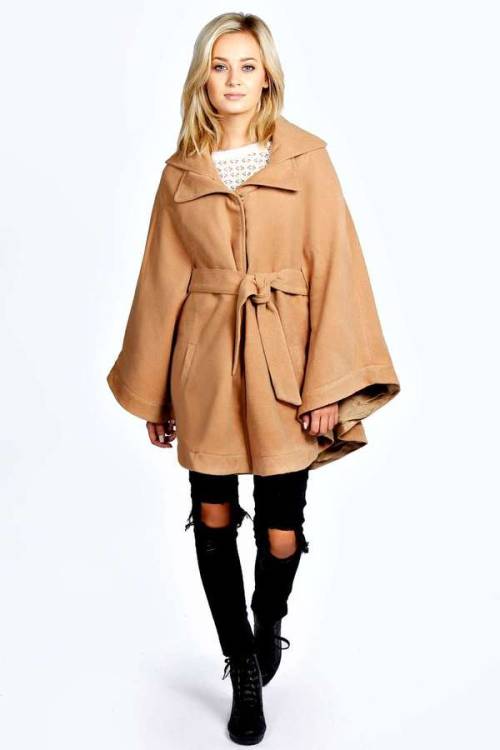 Lily Belted Cape Coat by Boohoo...