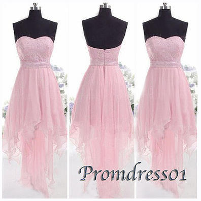 2015 cute sweetheart strapless pink chiffon prom dress