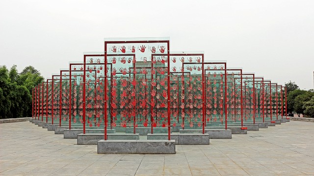 Real estate developer-turned collector and curator Jianchuan Fan took the first step in turning Anren into a museum town in 2003. The "Handprint Square of the veterans of China" is a free outdoor installation.
