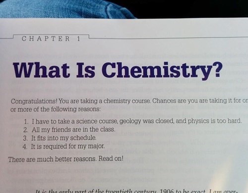 chemistry textbook gives 4 options to take the course