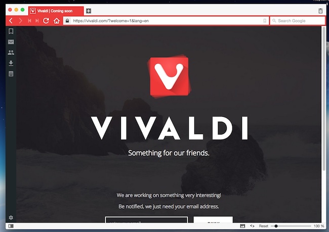 Página inicial do navegador Vivaldi