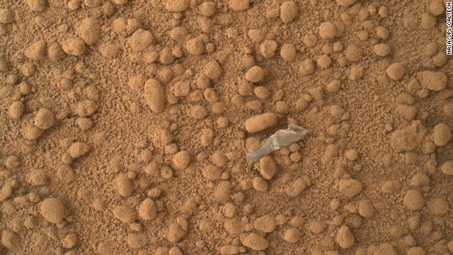 This image shows what the rover team has determined to be a piece of debris from the spacecraft, possibly shed during the landing.