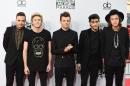 Liam Payne, from left, Niall Horan, Louis Tomlinson, Zayn Malik and Harry Styles of the musical group One Direction arrive at the 42nd annual American Music Awards at Nokia Theatre L.A. Live on Sunday, Nov. 23, 2014, in Los Angeles. (Photo by Jordan Strauss/Invision/AP)