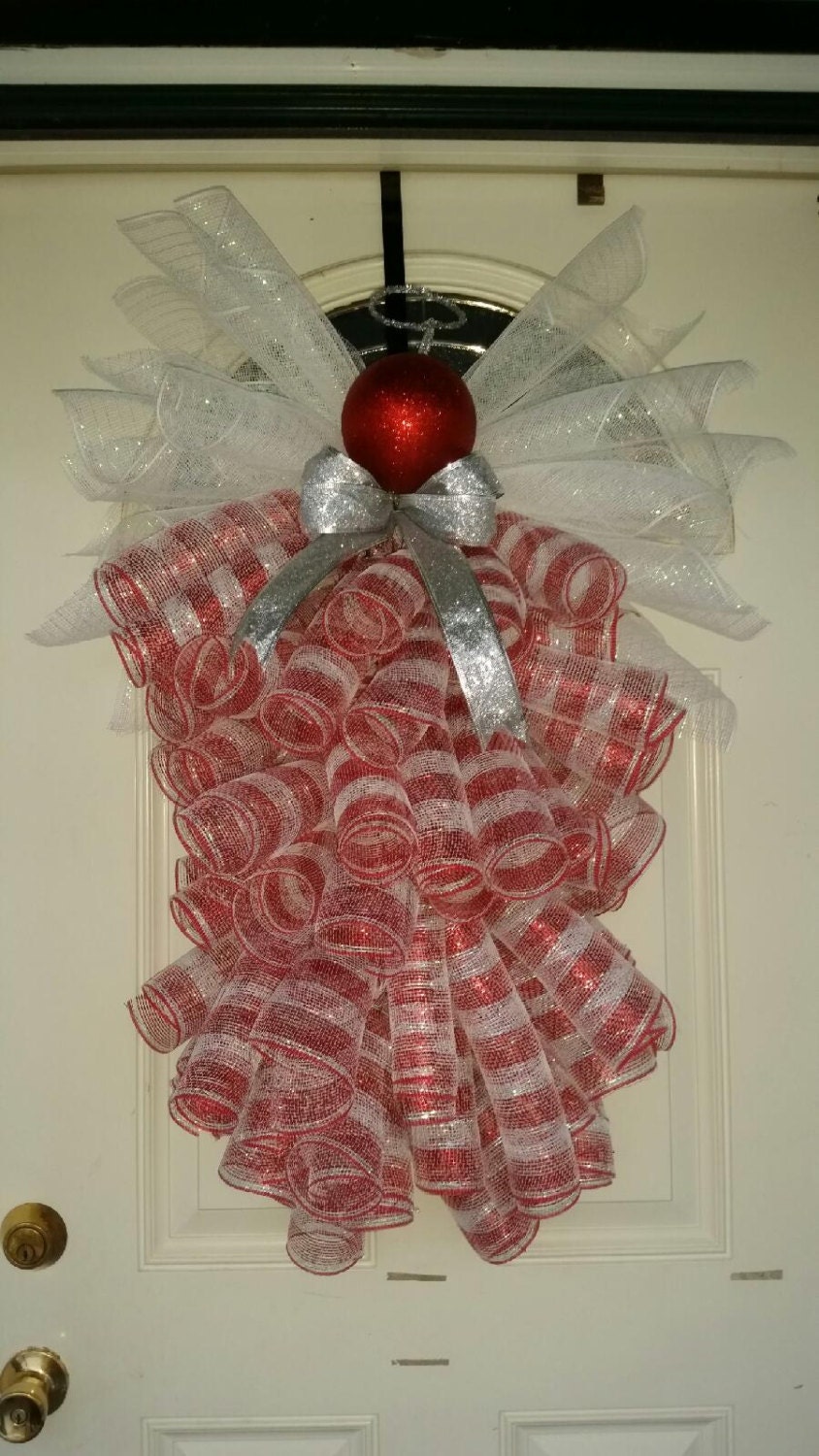 Valentines day door wreath angel deco mesh and ribbons different colors can be requested