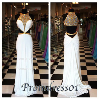 2015 sexy white chiffon prom dress