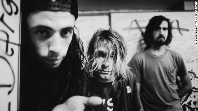 Nirvana kicked off the grunge revolution with its second studio album, "Nevermind," in 1991. Lead singer Kurt Cobain, center, died<a href='http://ift.tt/1zPh6S8'> 20 years ago</a>. At the induction, Dave Grohl (left) and Krist Novoselic performed "Smells Like Teen Spirit" and "All Apologies" with guest singers Joan Jett, Kim Gordon and Lorde. In her speech, Cobain's mother said her son would have been proud to be honored that night. "He'd say he wasn't, but he would be."