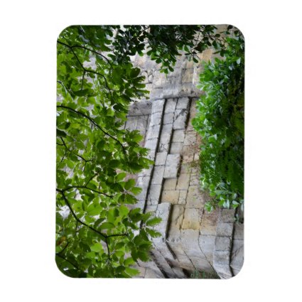 old stone wall framed in leaves rectangle magnet