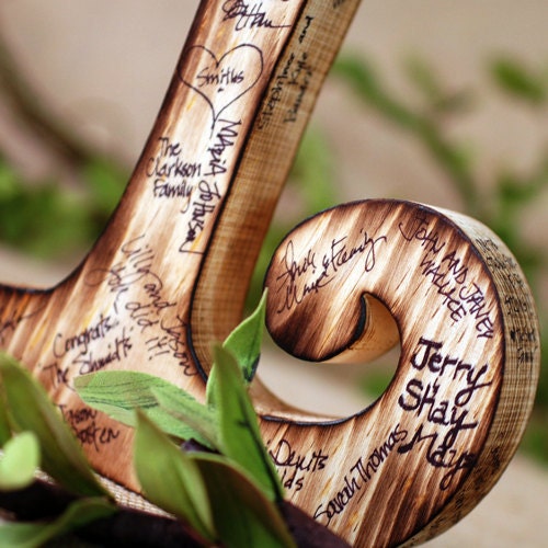 Wooden Guest Book Letter with Twig Style Pen - Any letter available- rustic, woodland, personalized wedding