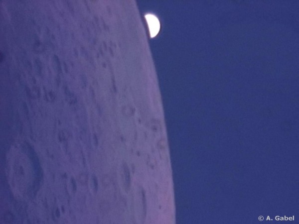 Close-up of the June 17, 2007 occultation of planet Venus by the moon. Photo by Alfons Gabel.
