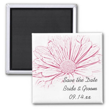 Pink Daisy Effect Wedding Save the Date Magnet