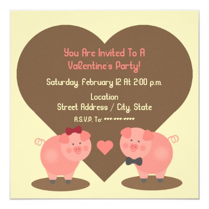 Pig Valentine's Party Invitation
