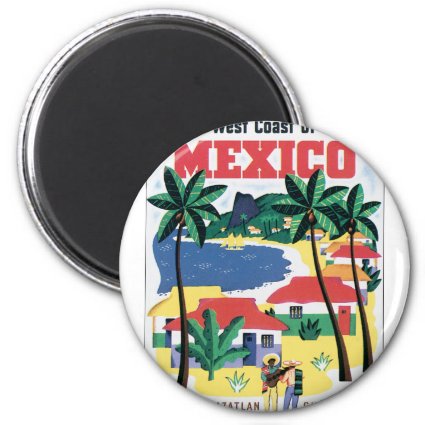 West Coast of Mexico Colorful graphic 2 Inch Round Magnet