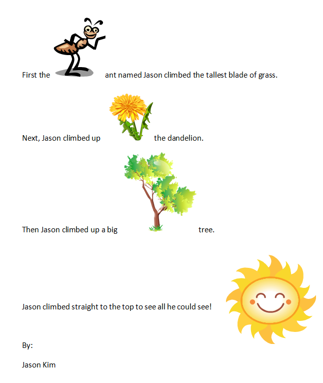 The way of an ant. Writing and Clipart Practice for First Graders