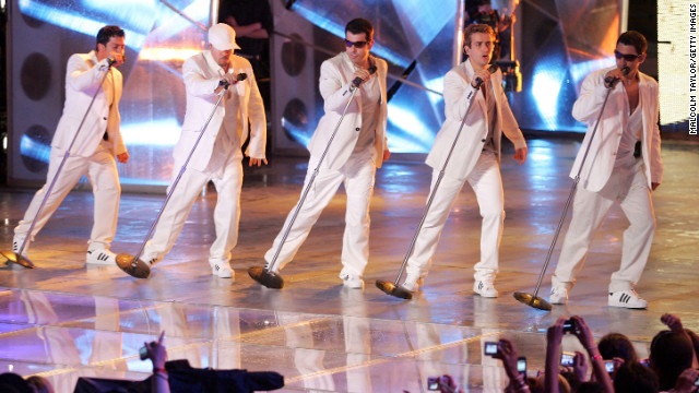 Danny Wood, Donnie Wahlberg, Jordan Knight, Joey McIntyre and Jonathan Knight of New Kids on the Block perform live in 2008. The group, which rose to superstardom in the late '80s and early '90s, reunited for 2008's "The Block" and 2011's "NKOTBSB" with the Backstreet Boys. The Kids released their box set "10" in 2013. 