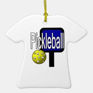 Pickleball, with ball and paddle design picture christmas tree ornament