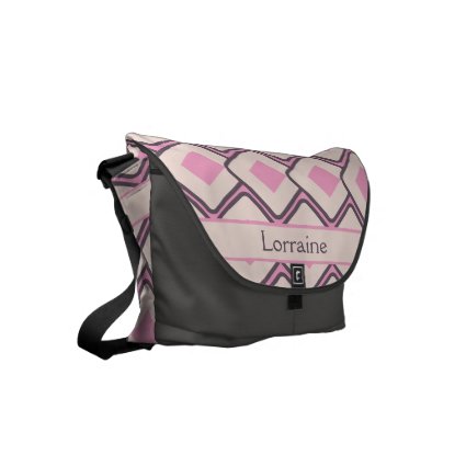 Personalized Retro Pink and Cream Diamond Design Courier Bag