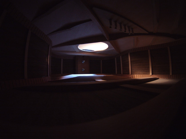 A beautiful look at the inside of a guitar