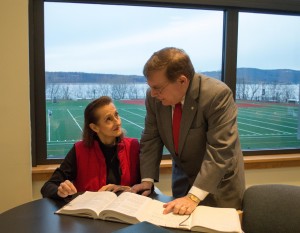 Professor Ray Manganelli and student Aranka Vitarius of Mercy College’s Strategic Consulting Institute. Photo by Leif Skodnick
