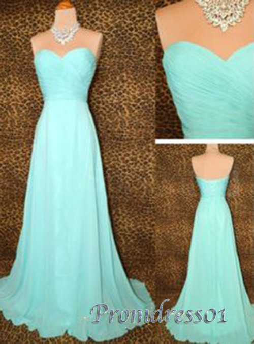 qpromdress:2015 blue green chiffon prom dress