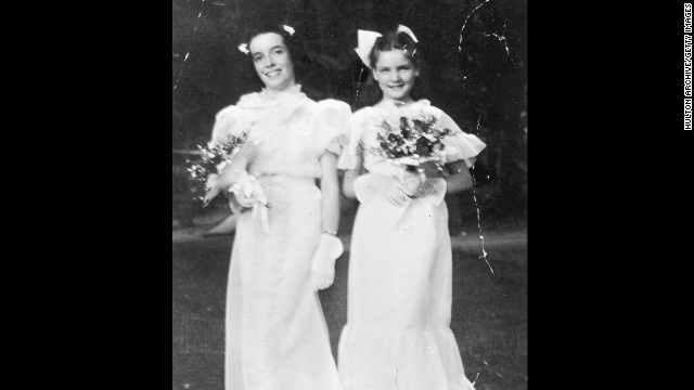 Bacall, right, at 12, with her classmate Helen Bakewell after their 1936 graduation from the private girls' school Highland Manor in Tarrytown, New York. 