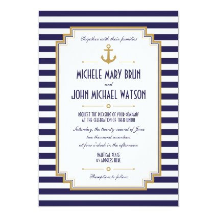 Stylish Nautical Wedding Invitation Personalized Invite