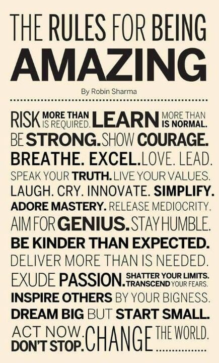 The rules for being amazing!