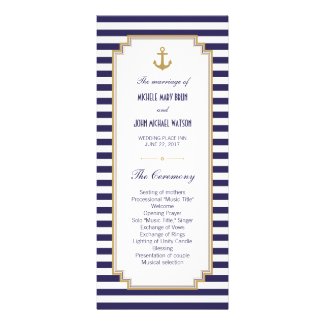 Stylish Nautical Blue White Program Rack Cards