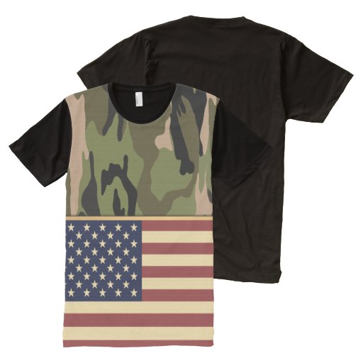 American Flag Camouflage All-Over Print T-shirt