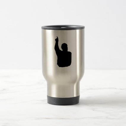 man pointing up shadow coffee mug