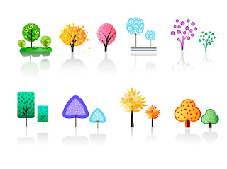 影付き樹木のシンボル trees collection イラスト素材
