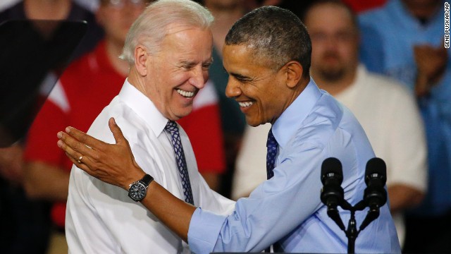 Obama is introduced by Biden as he arrives at an event in Oakdale, Pennsylvania, on April 16. In a recent CBS News interview, Obama said Biden "will go down as one of the finest vice presidents in history" and has been "a great partner in everything that I do."