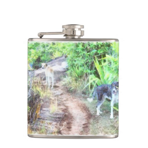 2 dogs on a path flask