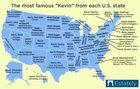 Map of America showing the most famous "Kevins" from each U.S. state [834x530]