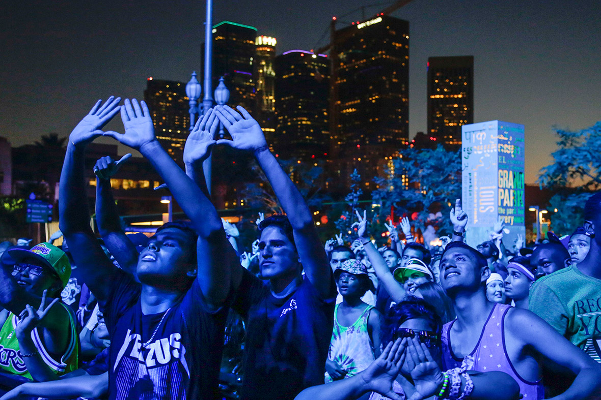 Attendees dance during the Made in American music festival in Los Angeles