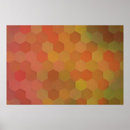 Autumn colors hexagonal vintage pattern poster