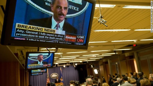 Holder announces in November 2009 that five men accused of the September 11 terror attacks would be tried in a New York civilian court. Holder said the government would seek the death penalty against Khalid Sheikh Mohammed and four others.