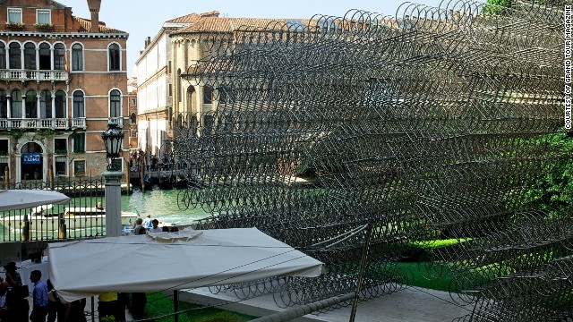 Ai Weiwei's new installation of 1,179 stainless steel bicycle frames occupies the courtyard of the Palazzo Franchetti. This the latest addition to his Forever Bicycles series.
