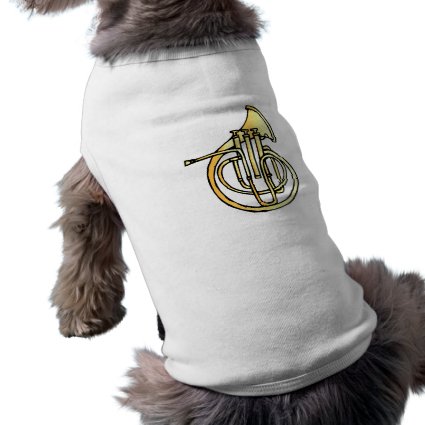 French horn type instrument front facing bell pet tee