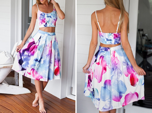 floral crop top with midi skirt ($17.69)