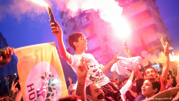 Supporters of the Leftist HDP party celebrating the party making it to the Turkish parliament. (Source: ROARmag)